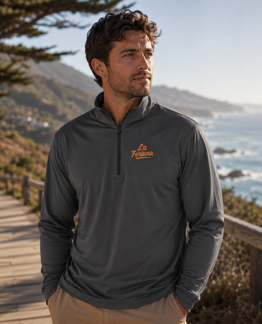 La Fortuna Quarter Zip - Grey & Orange