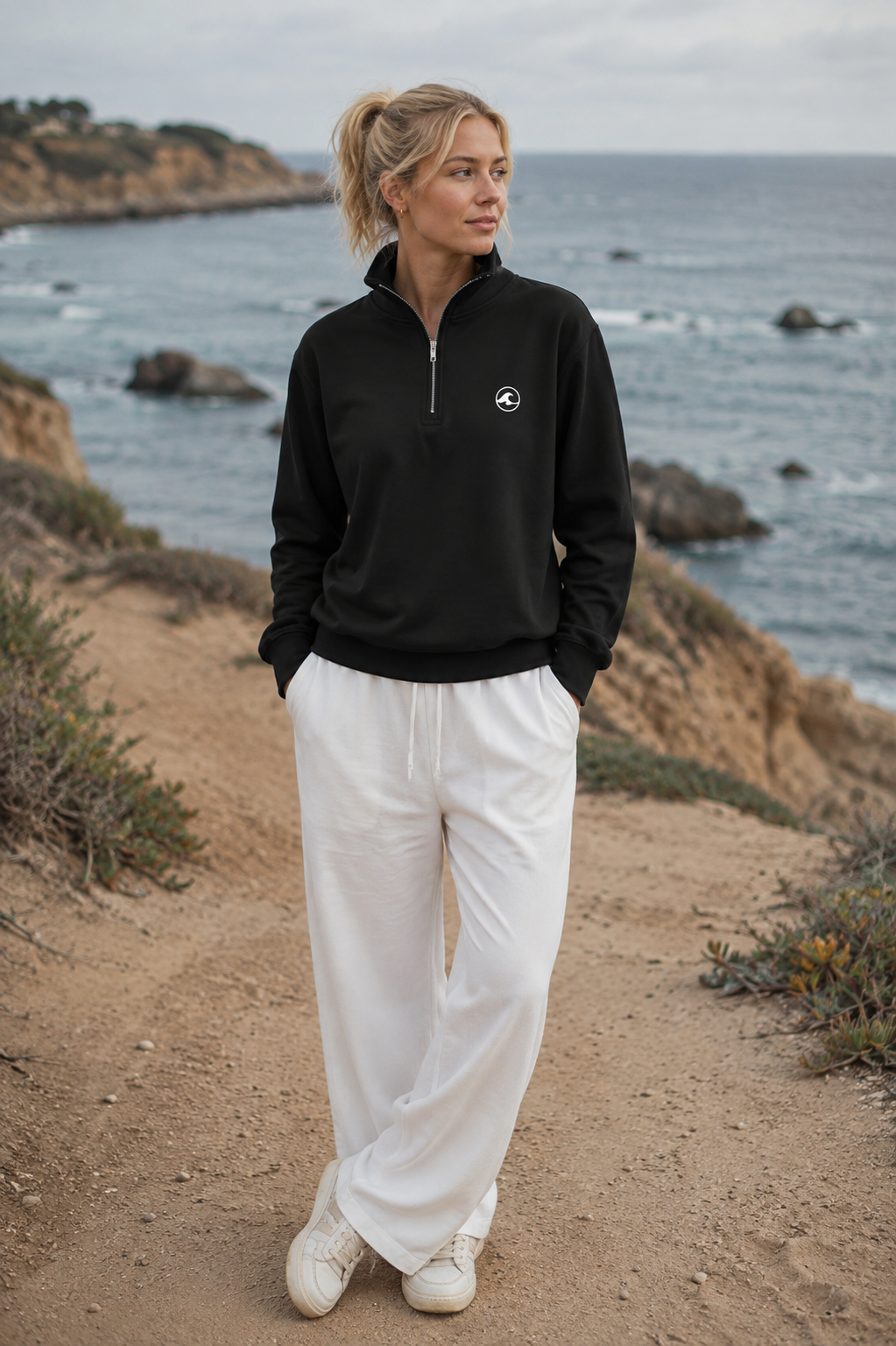 1/4 Zip Pullover – Black