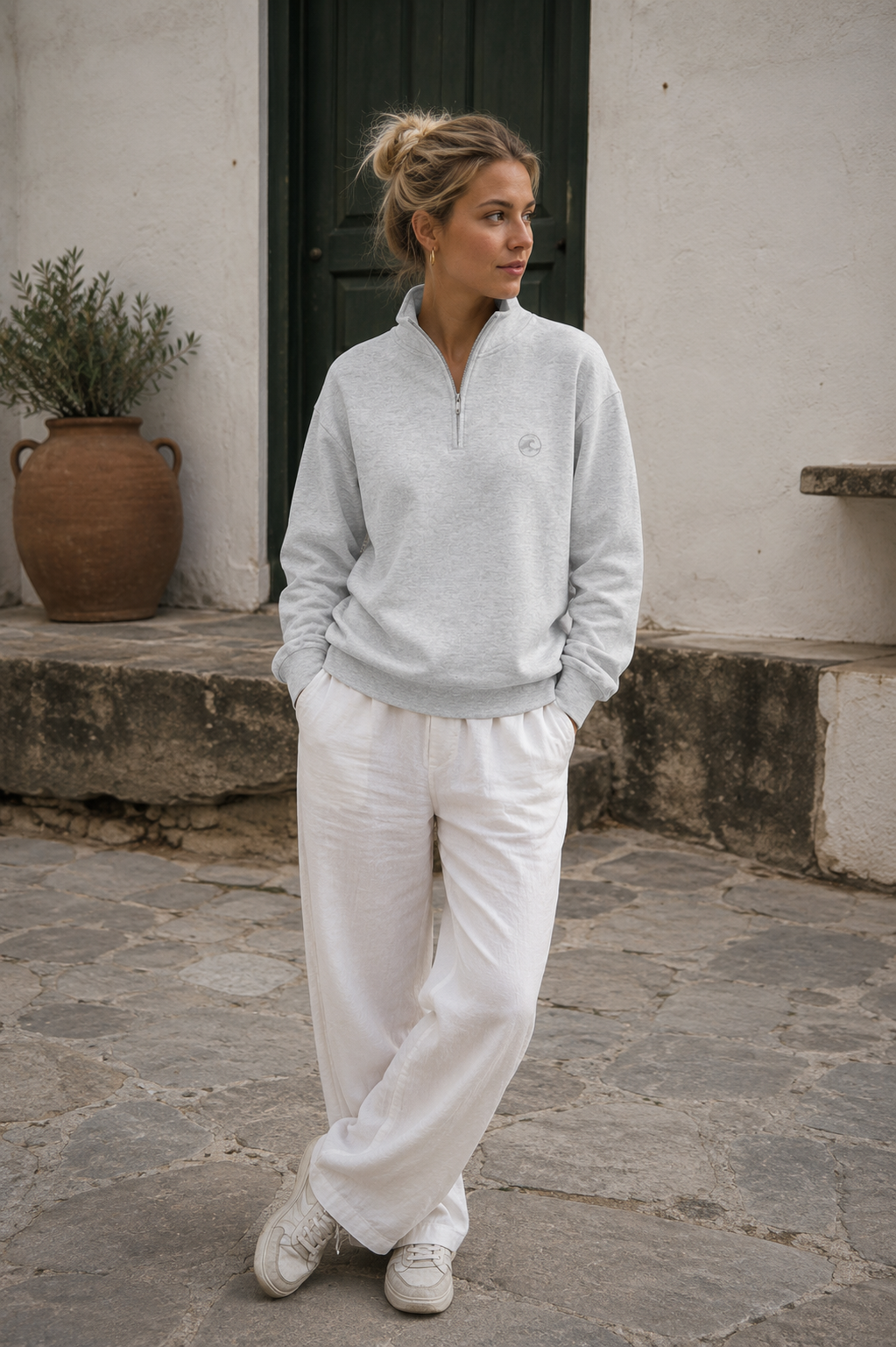 1/4 Zip Pullover – Heather Grey
