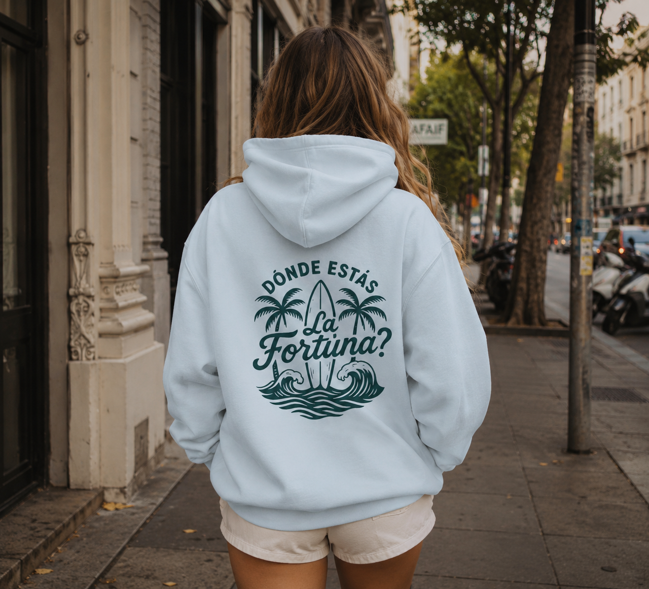 Dónde Estás La Fortuna Hoodie in Blue