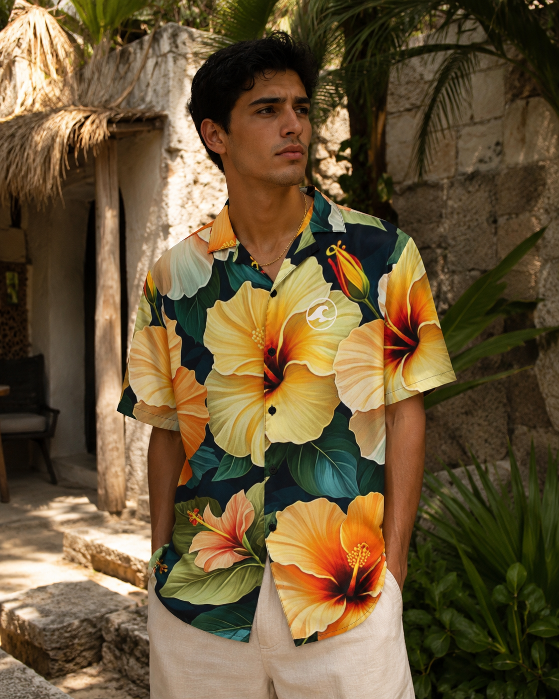 Hibiscus Bloom Button-Up
