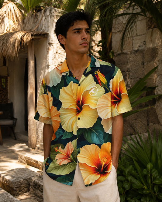 Hibiscus Bloom Button-Up
