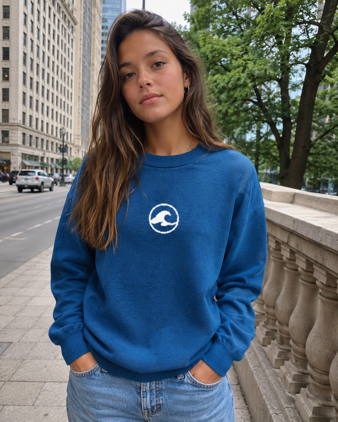 Blue Horizon Knitted Crew Sweater