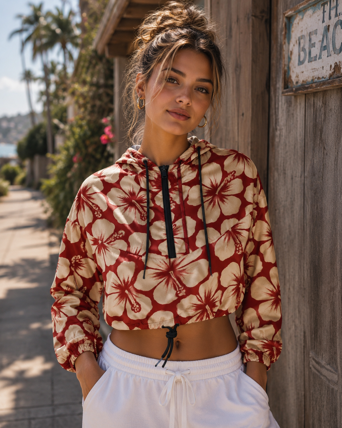 Golden Flora Cropped Windbreaker