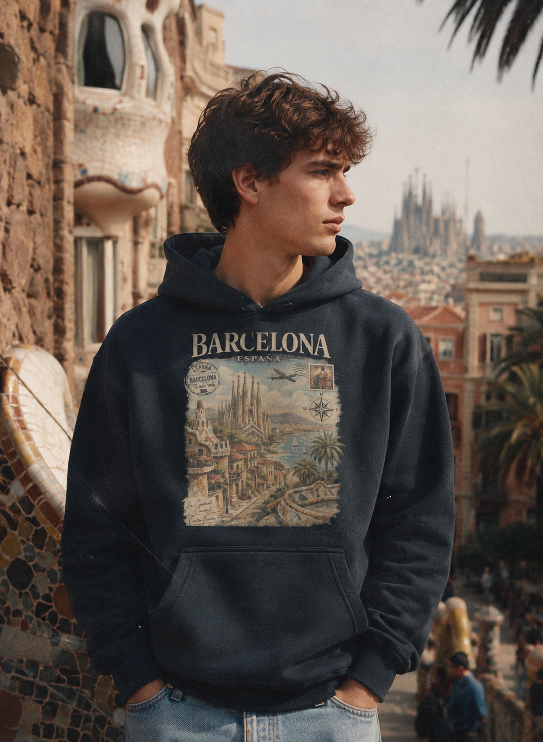 Barcelona Vintage Hoodie - La Fortuna Lost Postcards